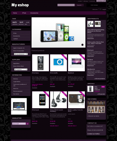 Prestashop responsive theme - Dark violet